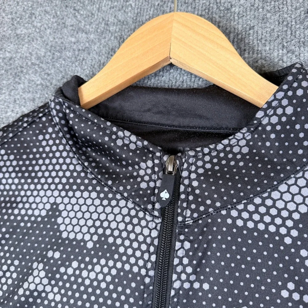 Pins & Aces 1/4 Zip Performance Pullover Mens XL Black Gray Camo Golf Stretch